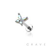 BUTTERFLY CZ STONE TOP 316L SURGICAL STEEL INTERNALLY THREADED LABRET/MONROE 